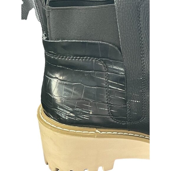 Nicole Miller Women's Black Leather Pocas Chunky Wedge Ankle Boot Size 10 - Picture 8 of 12